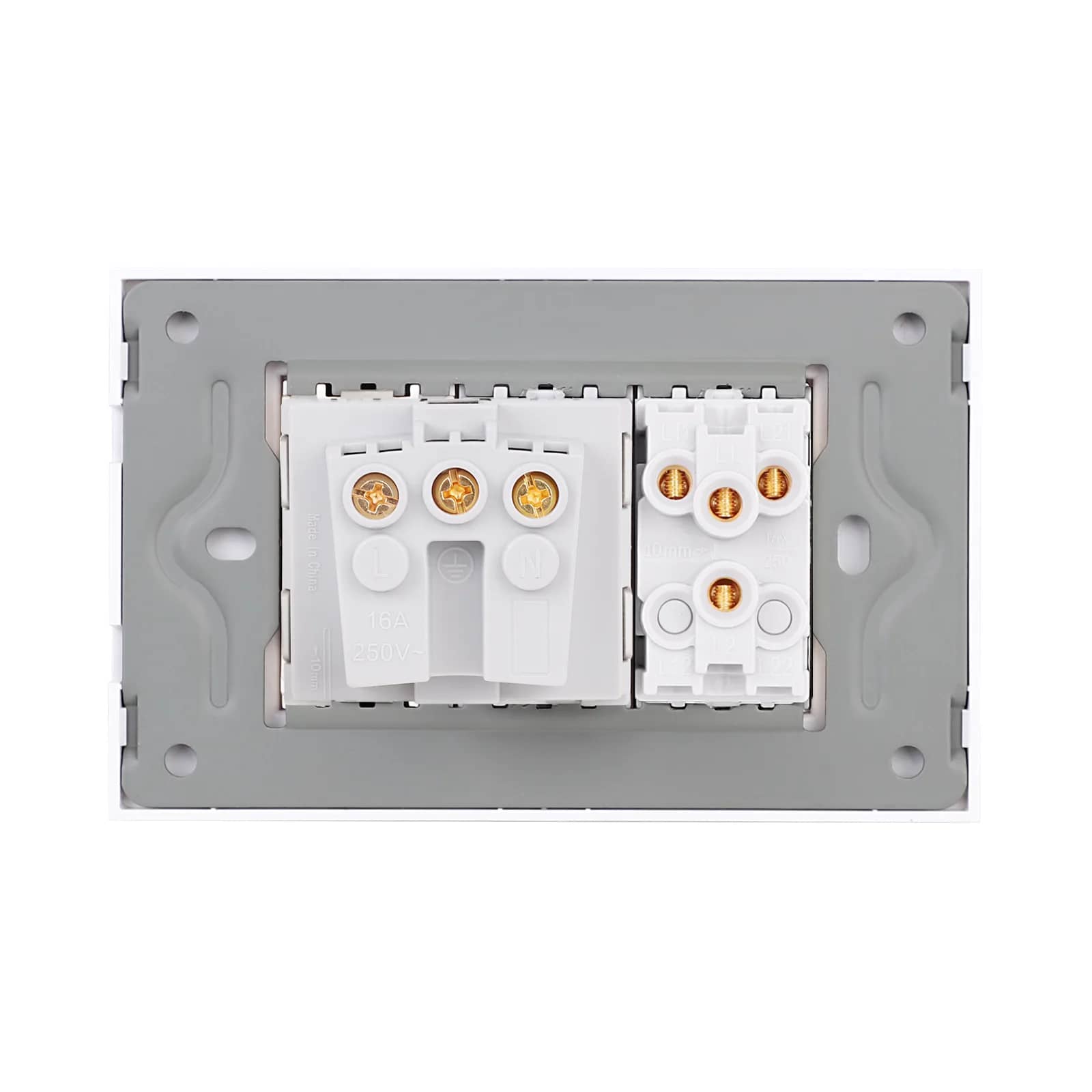 Luxion Glass Frame 2 Gang Light Switch + Socket – Italian Standard, 3M – White — image 4