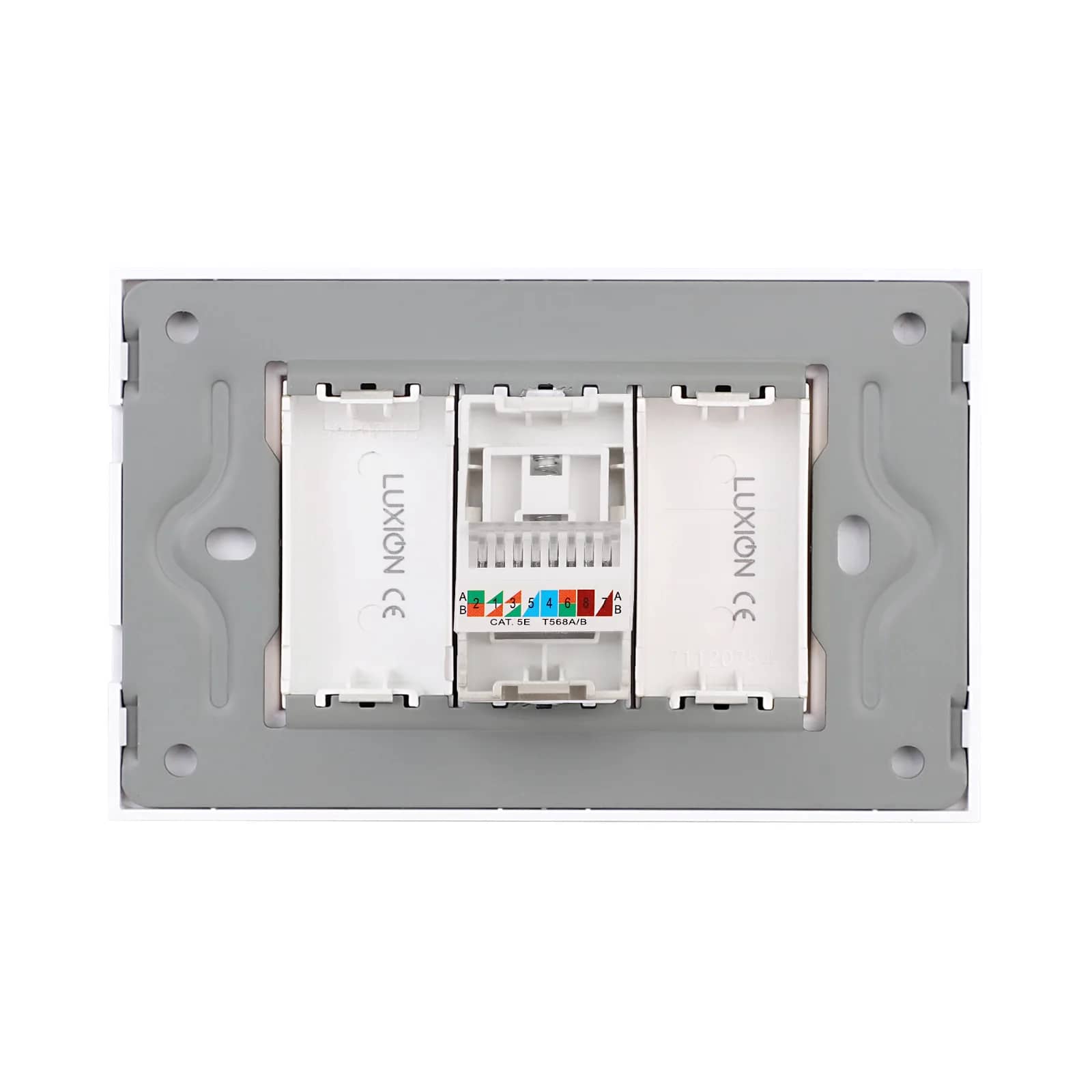 Luxion Glass Frame Internet Socket 1M + 2 Blank Modules – Italian Standard, 3M – White — image 4