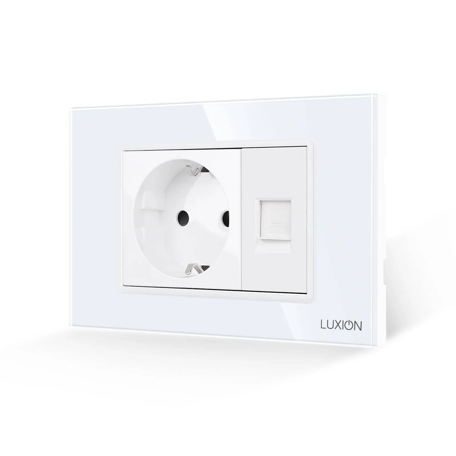 Luxion Glass Frame Schuko Socket + Internet Socket – Italian Standard, 3M
