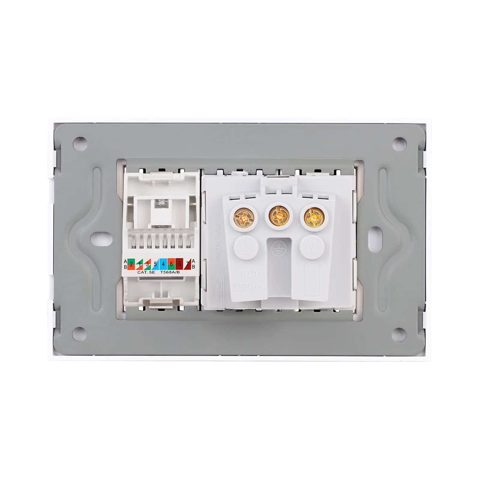 Luxion Glass Frame Schuko Socket + Internet Socket – Italian Standard, 3M – White — image 4