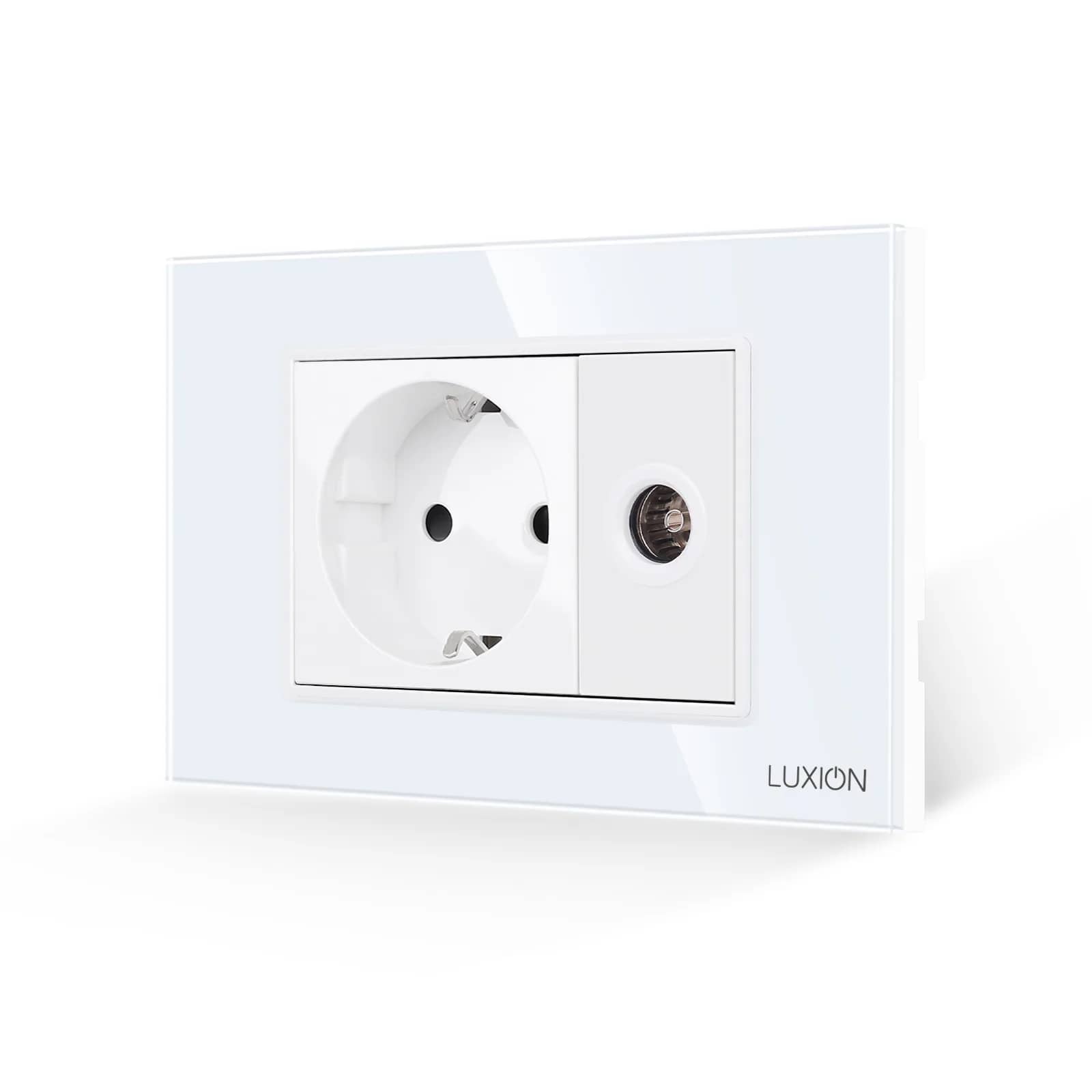 Luxion Glass Frame Schuko Socket + TV Socket – Italian Standard, 3M