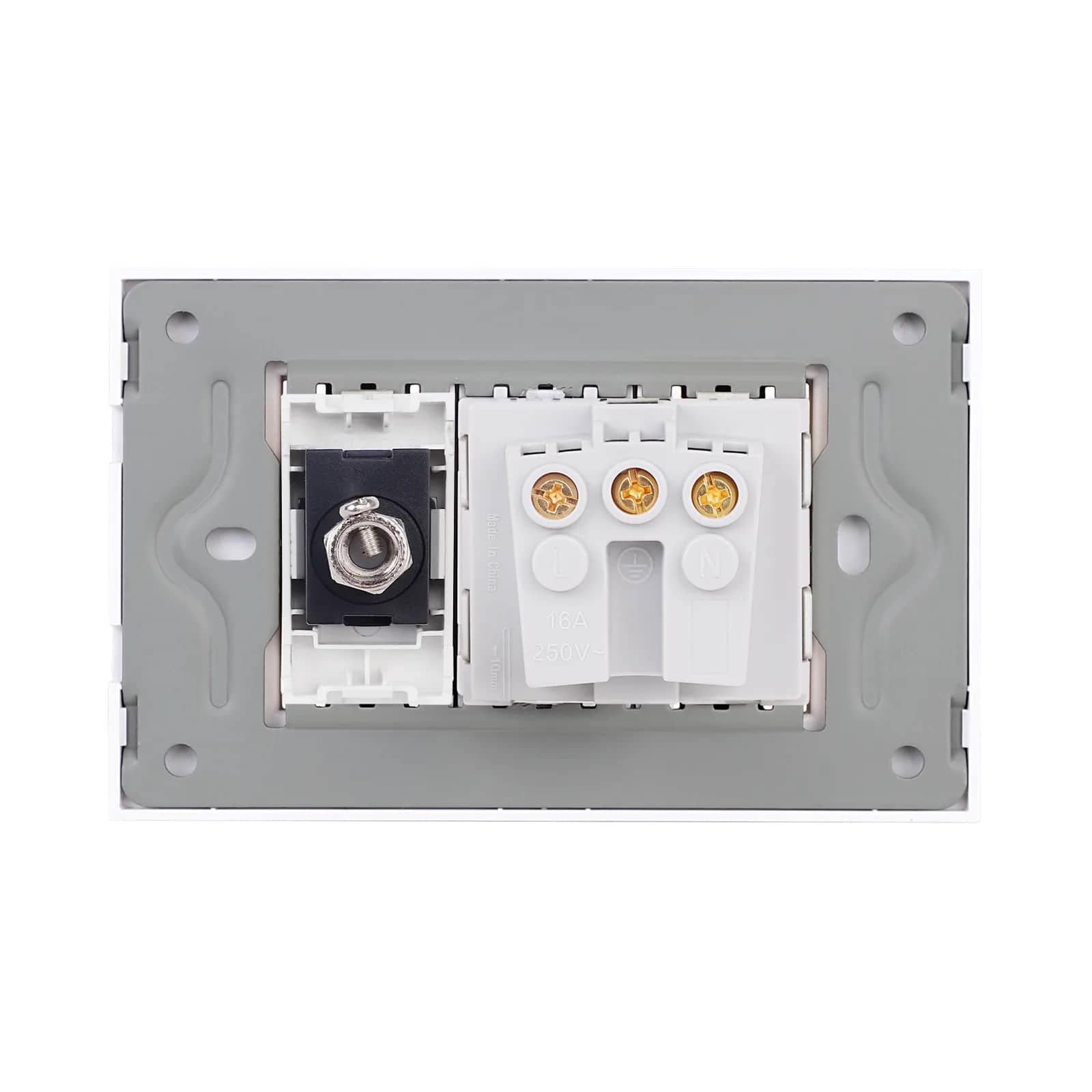 Luxion Glass Frame Schuko Socket + TV Socket – Italian Standard, 3M – White — image 4