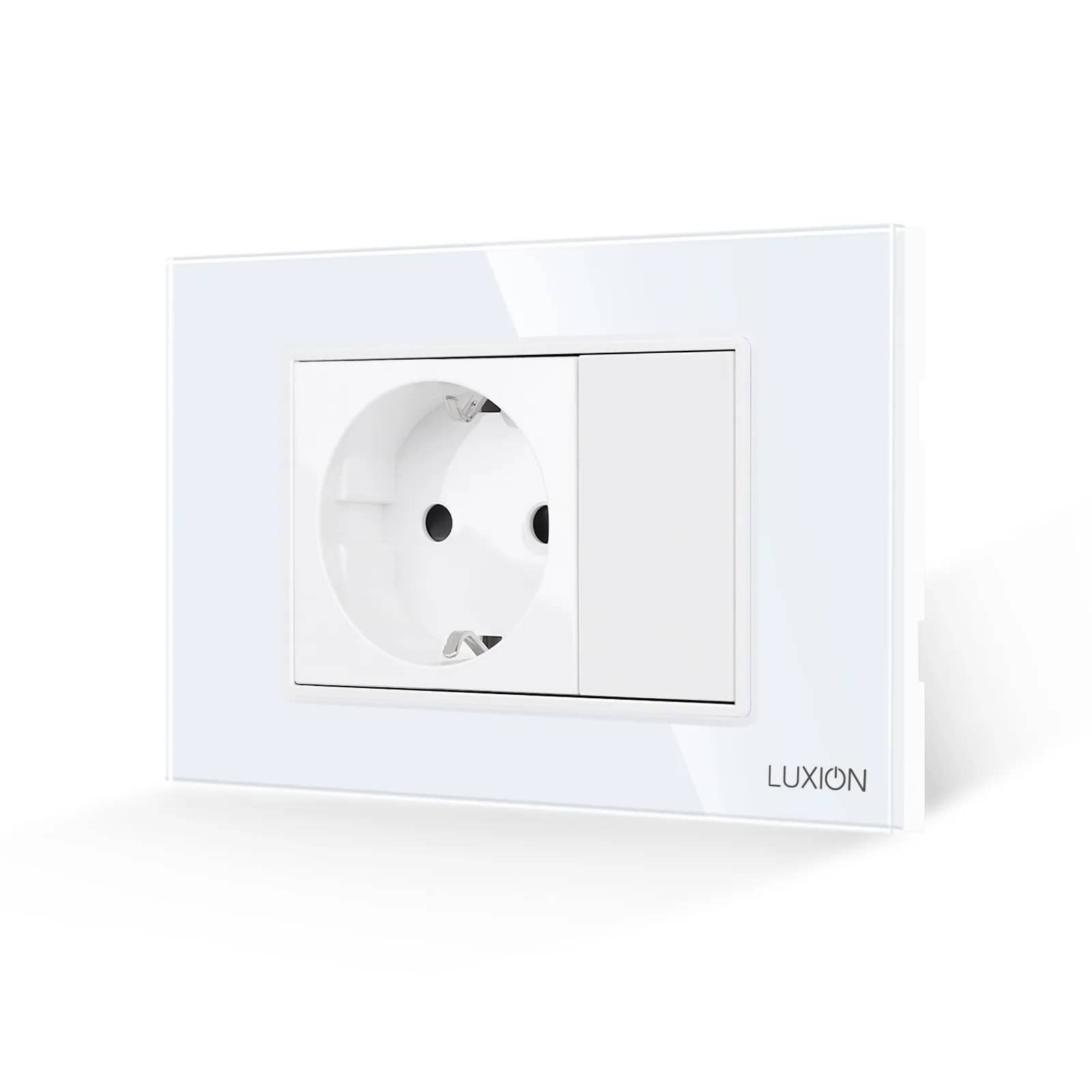 Luxion Glass Frame Single Socket with 1 Blank Module – Italian Standard, 3M