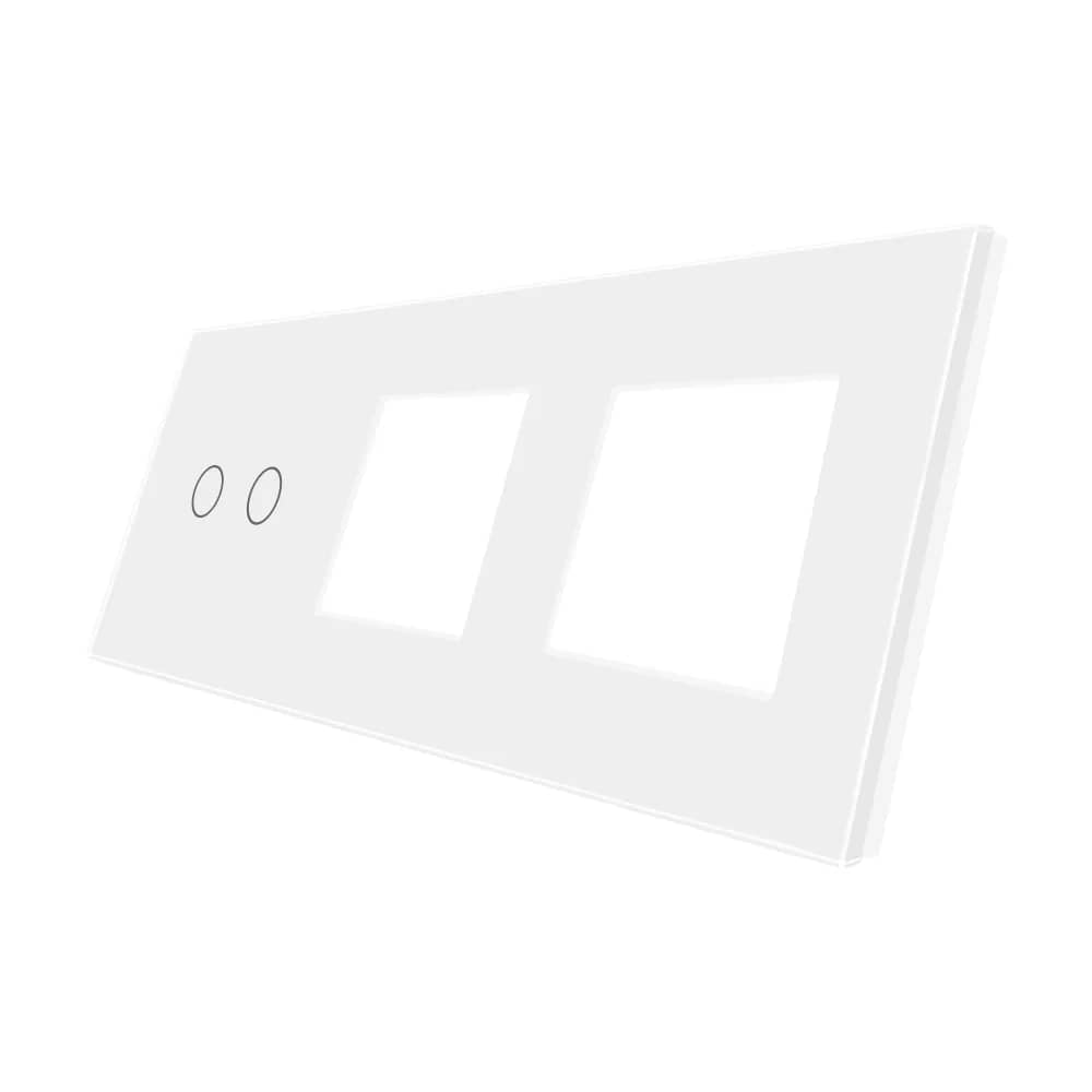 Luxion Glass Touch Light Switch Panel – 2 Gang + 2 Sockets