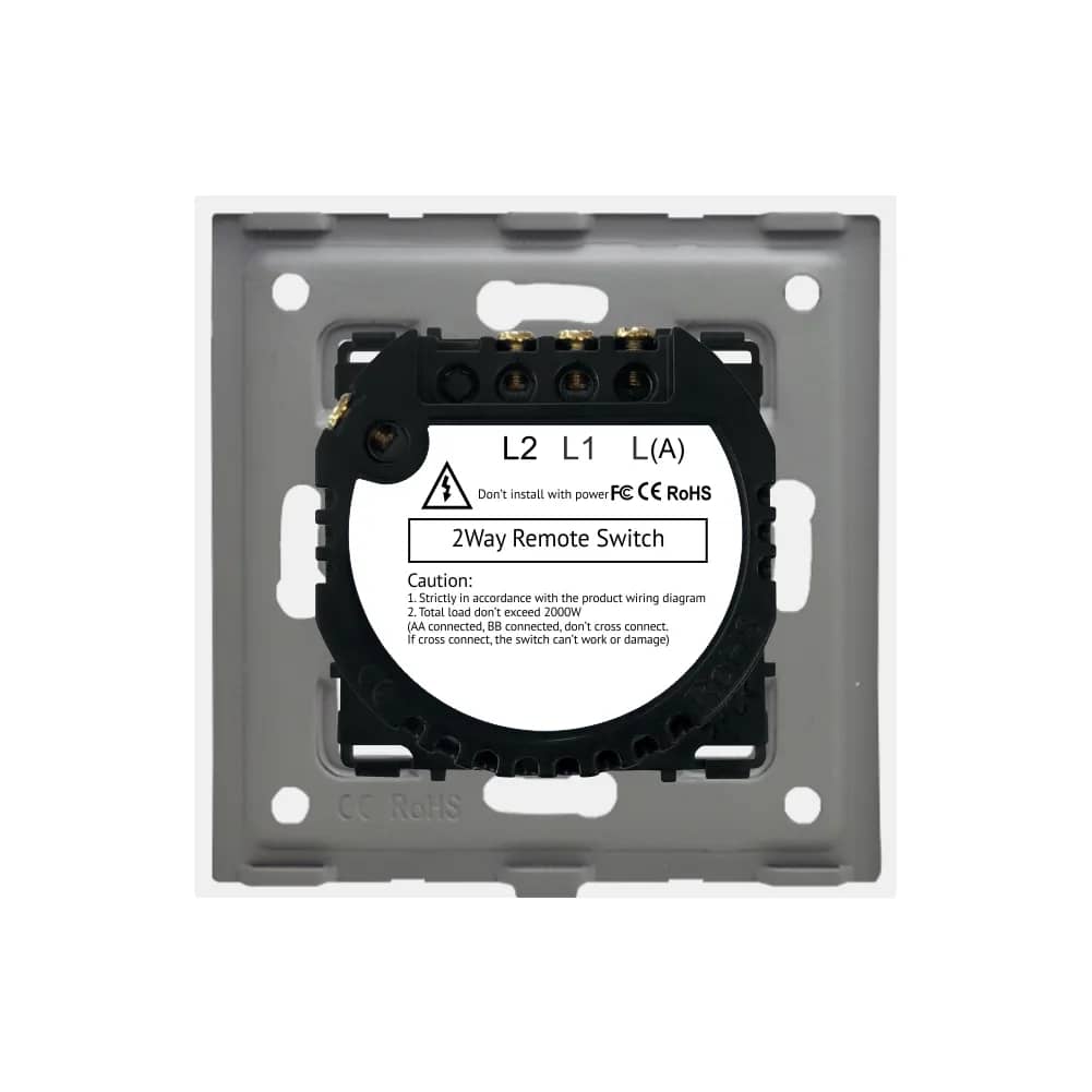 Luxion Glass Touch 2-Way Light Switch – 2 Gang, RF433 – White — image 4