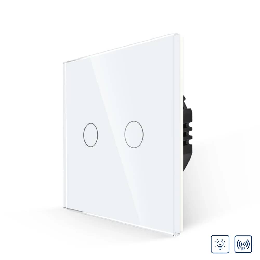 Luxion Glass Touch Dimmer Light Switch – 2 Gang, RF433
