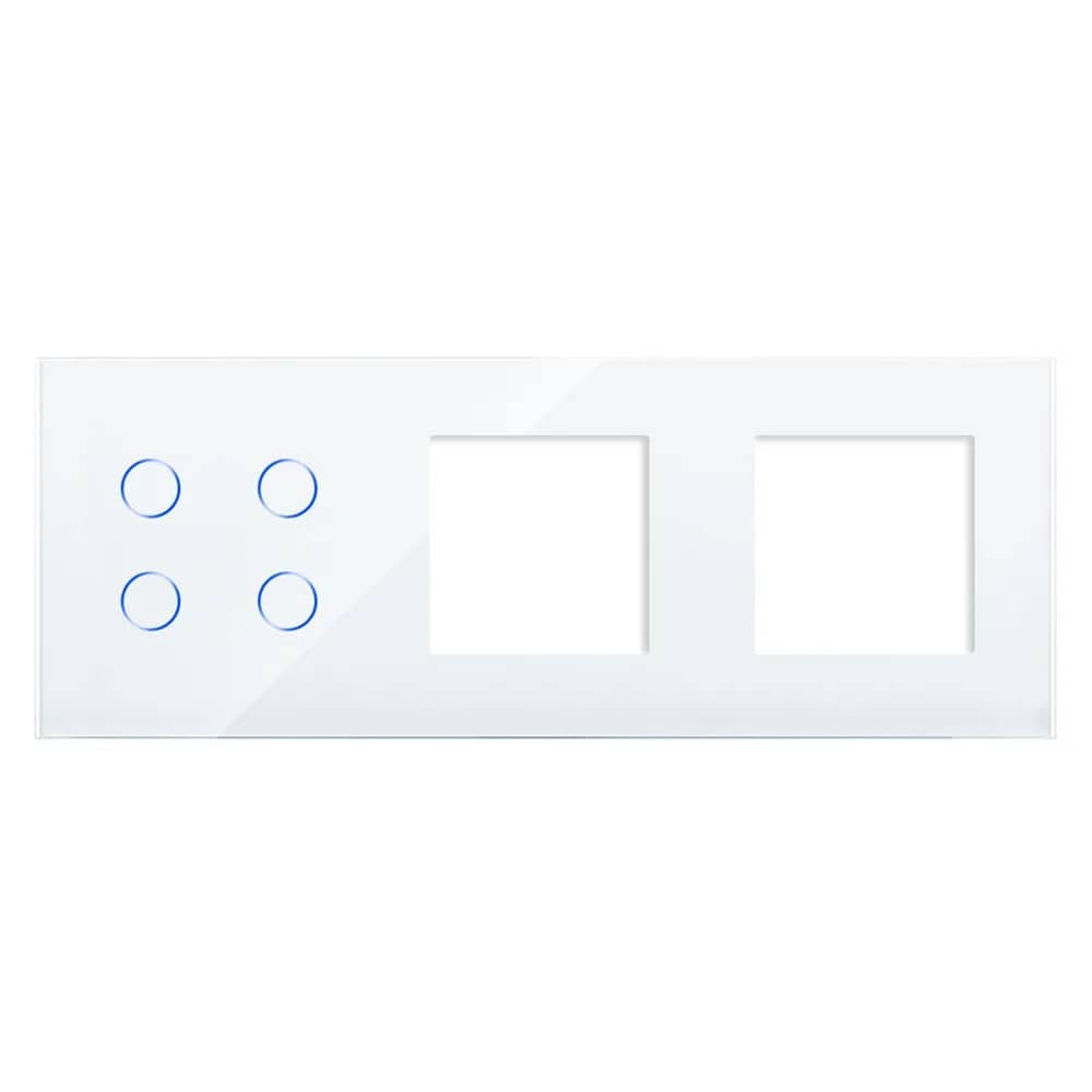 Luxion Glass Touch Light Switch Panel – 4 Gang + 2 Single Sockets