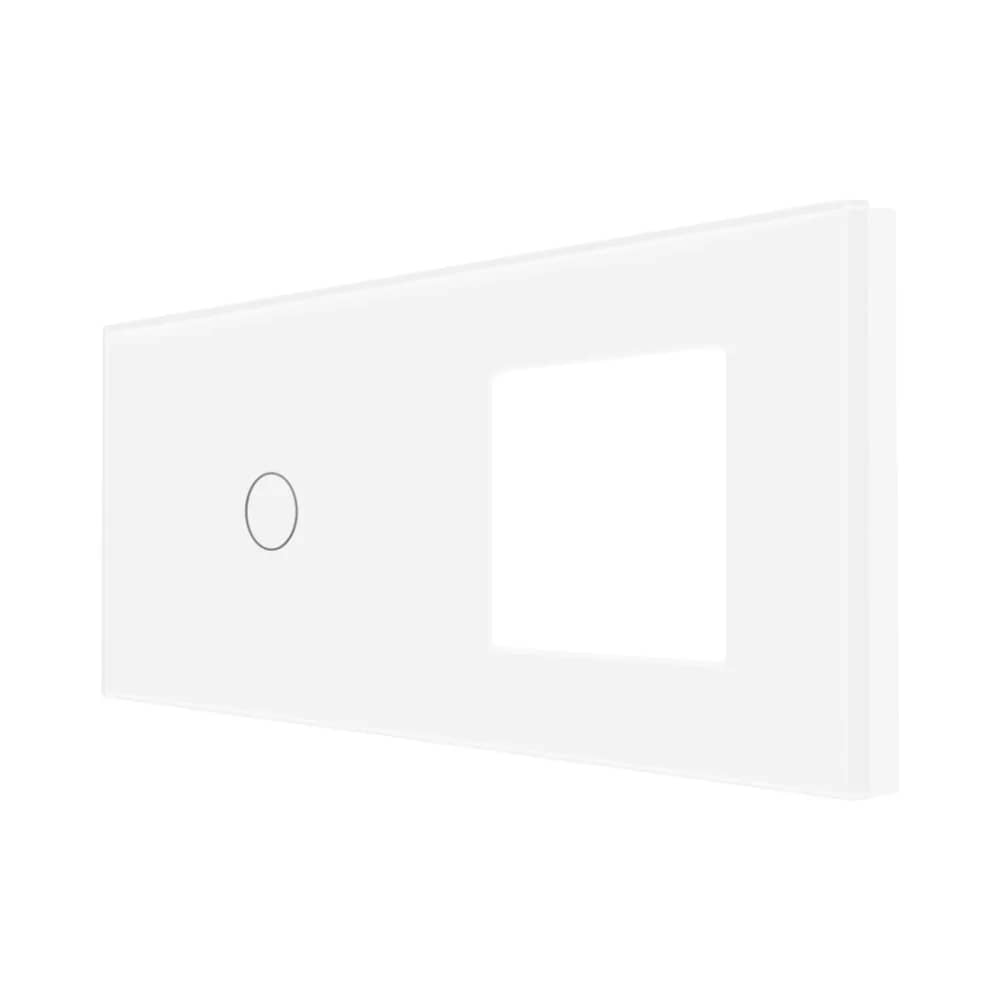 Luxion Glass Touch Light Switch Panel – 1 Gang Switch + Single Socket