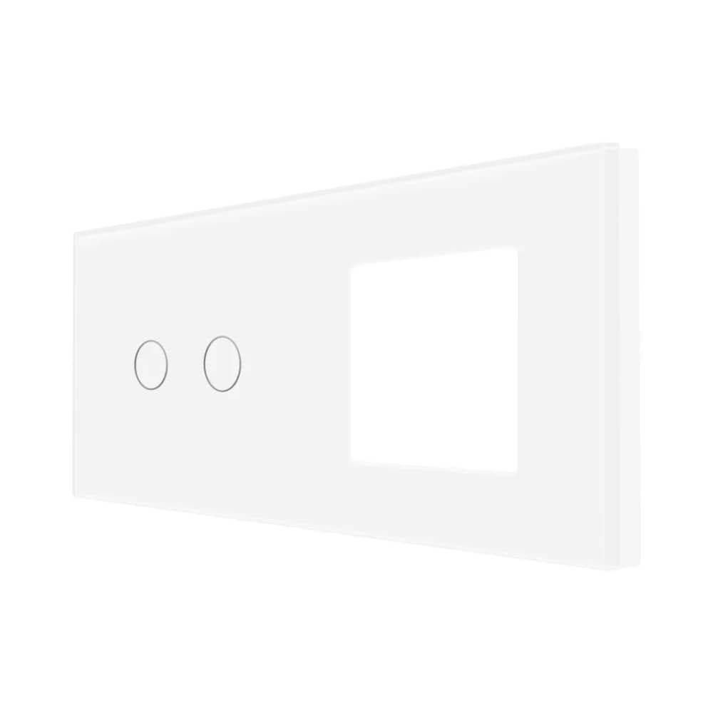 Luxion Glass Touch Light Switch Panel – 2 Gang + Single Socket