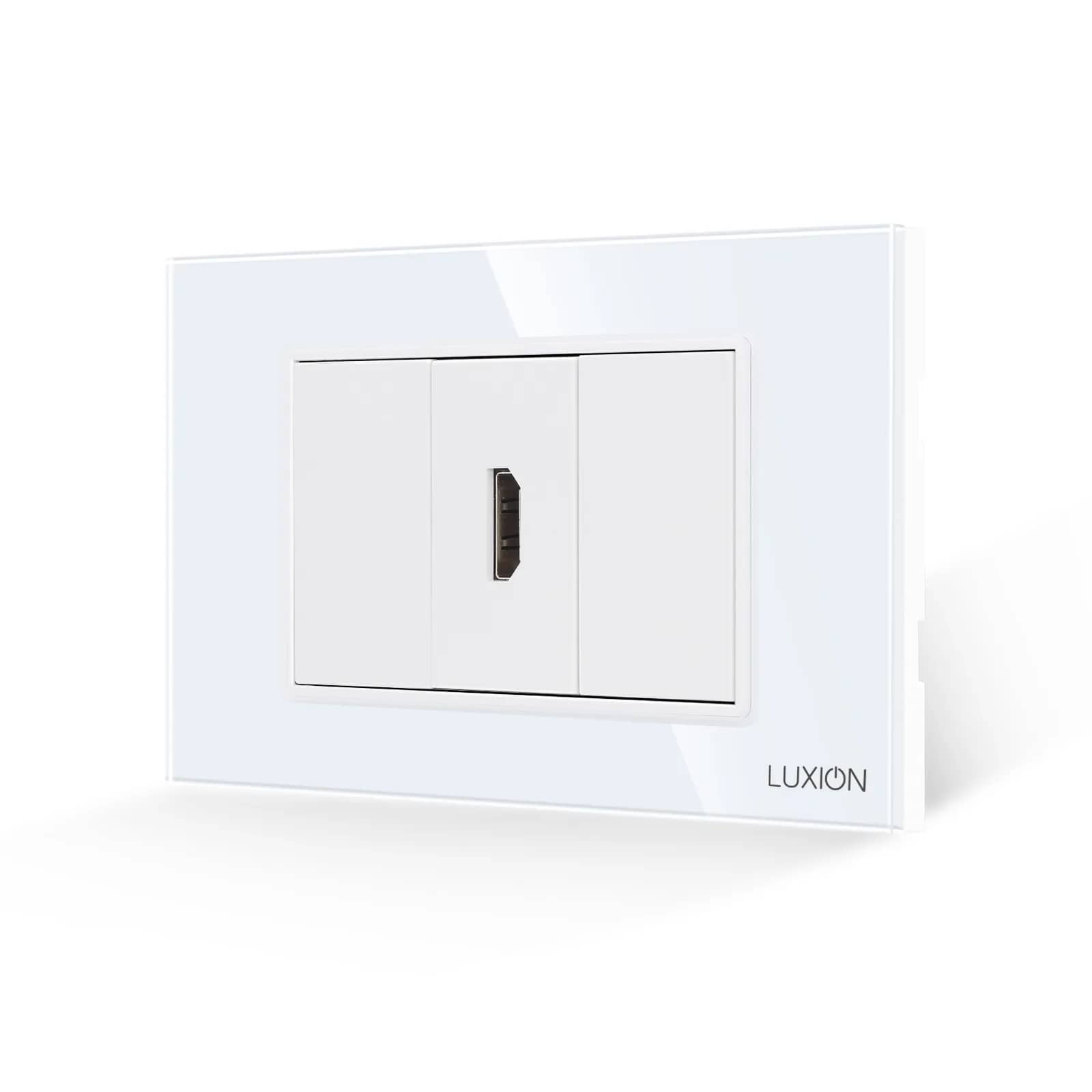 Luxion HDMI Socket + 2 Blank Modules with Glass Frame – Italian Standard, 3M