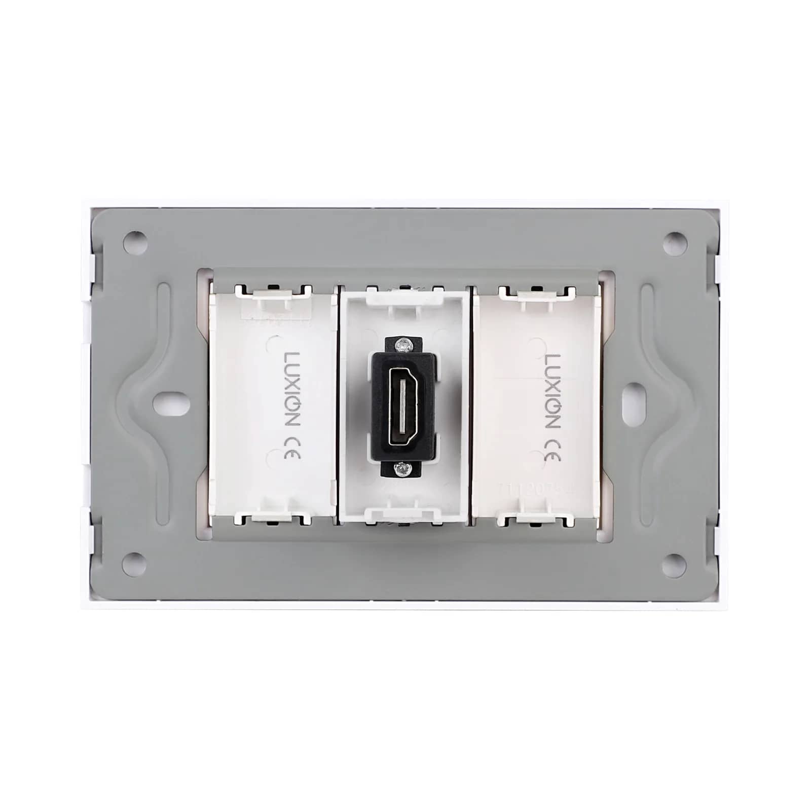 Luxion HDMI Socket + 2 Blank Modules with Glass Frame – Italian Standard, 3M – White — image 4