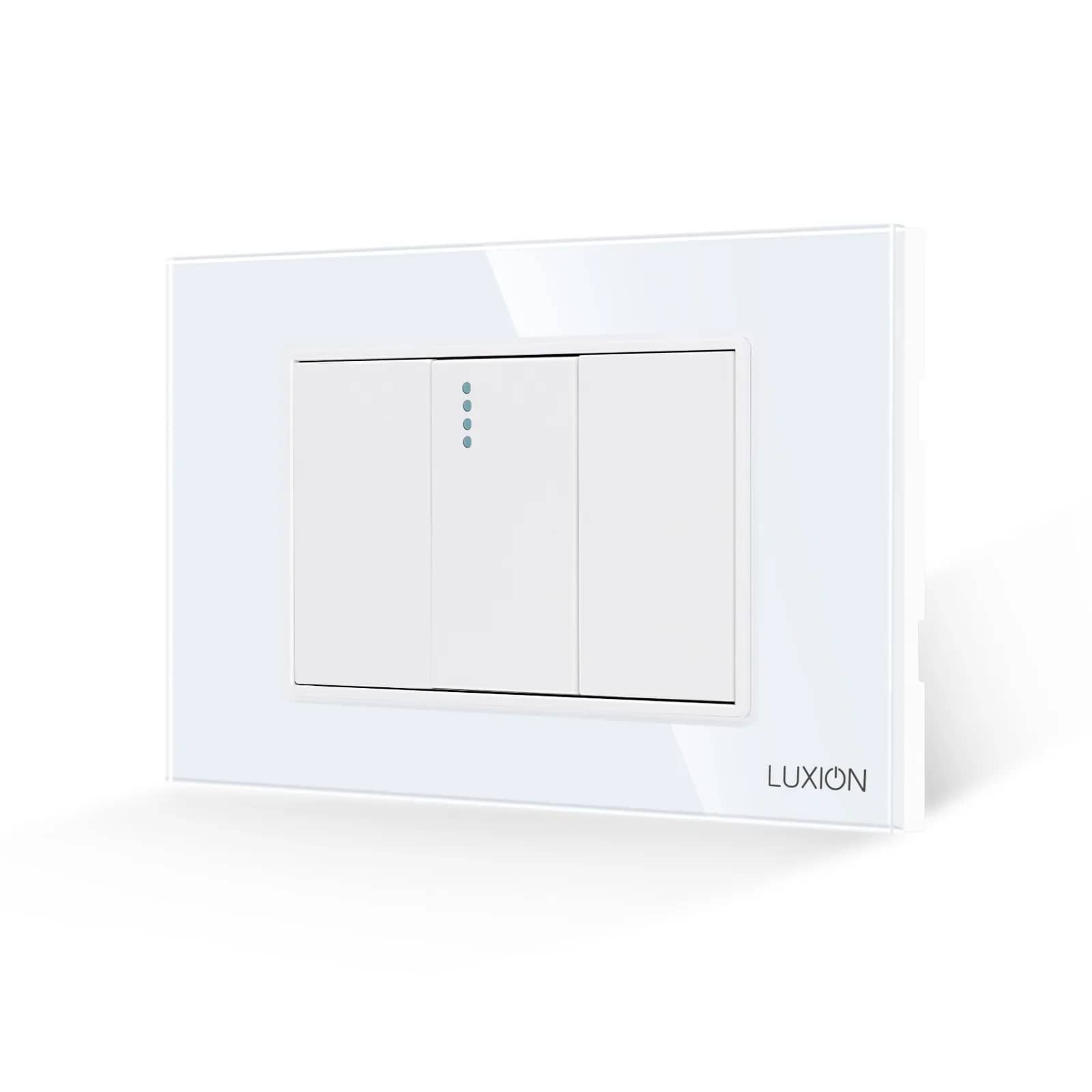 Luxion Mechanical 1 Gang Light Switch 1M with 2 Blank Modules and Glass Frame – Italian Standard, 3M