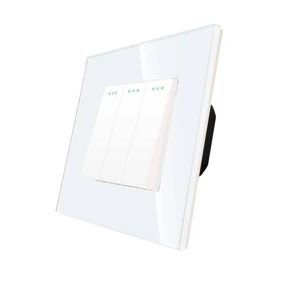Luxion Mechanical Light Switch with Glass Frame – 3 Gang