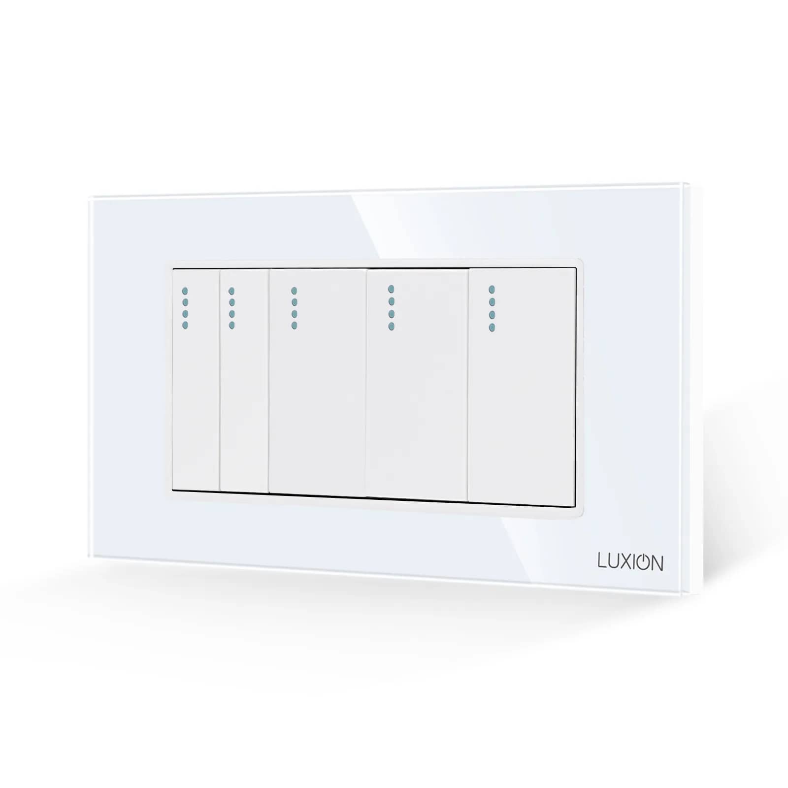 Luxion Mechanical 5-Gang Light Switch with Glass Frame – Italian Standard, 4M