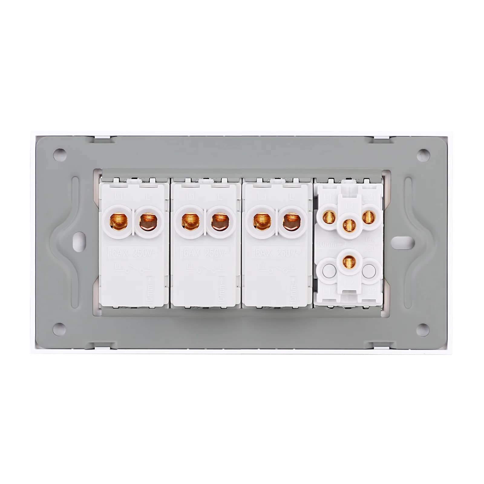 Luxion Mechanical 5-Gang Light Switch with Glass Frame – Italian Standard, 4M – White — image 4
