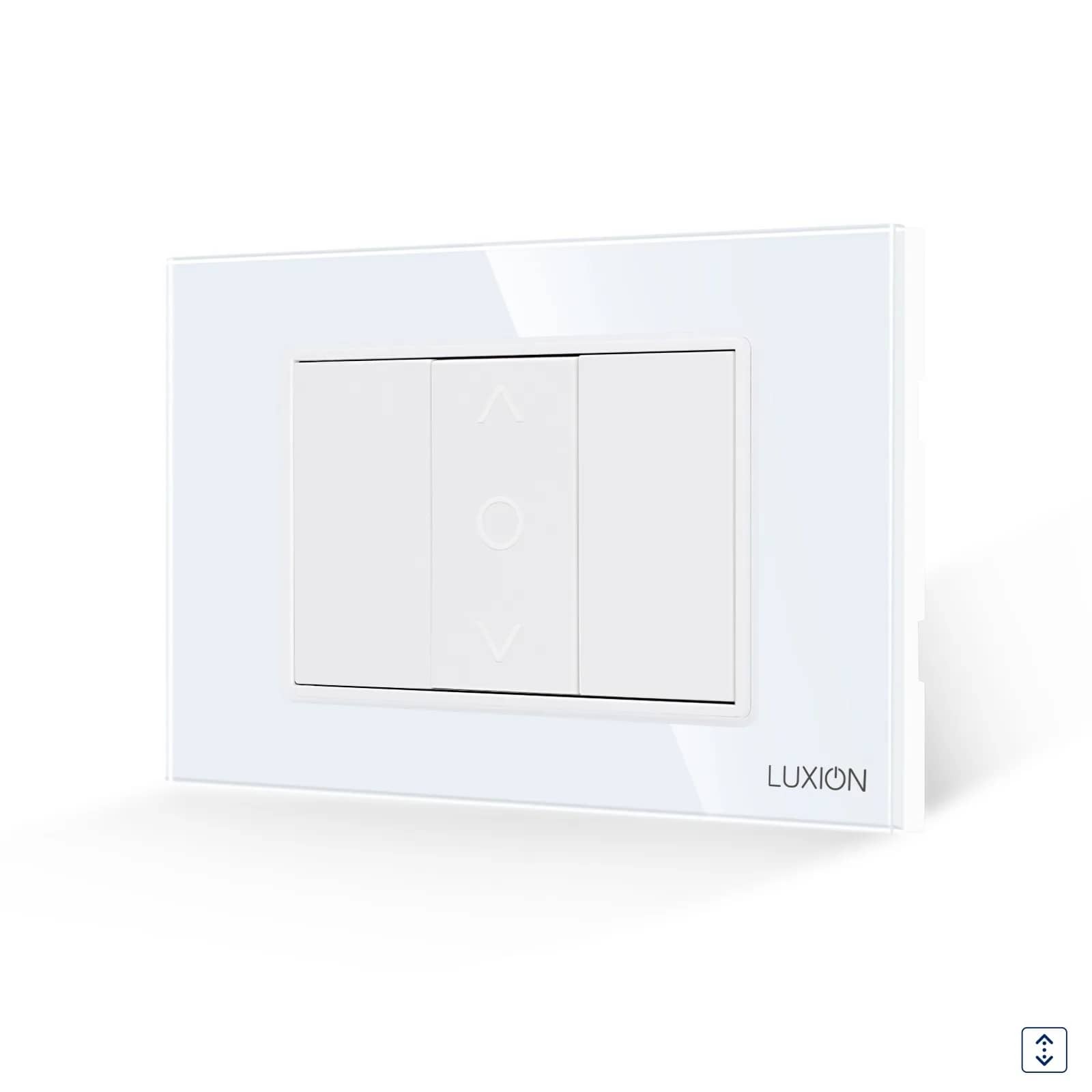 Luxion Mechanical Blinds Switch 1M with 2 Blank Modules, Glass Frame – Italian Standard, 3M