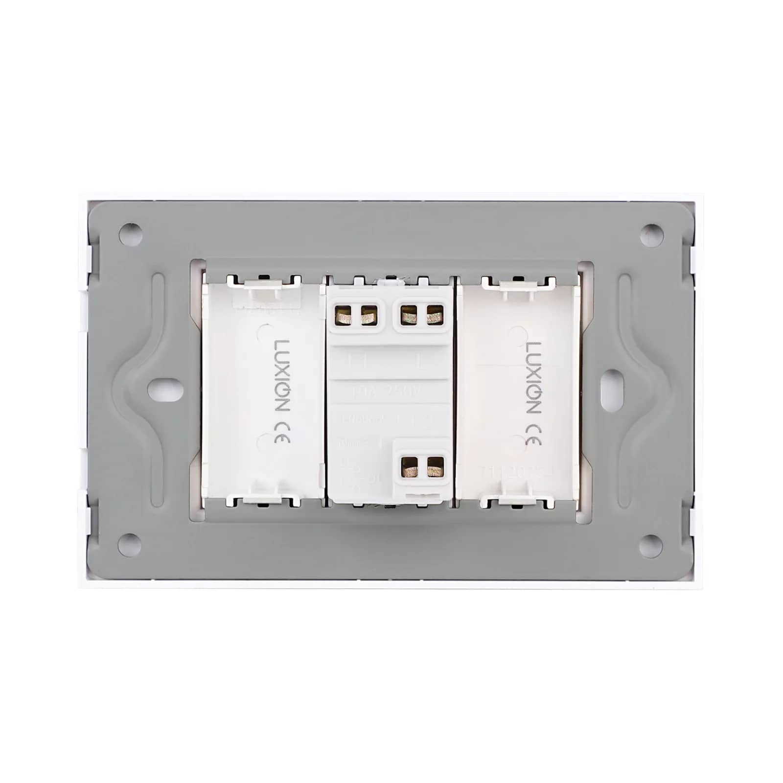 Luxion Mechanical Blinds Switch 1M with 2 Blank Modules, Glass Frame – Italian Standard, 3M – White — image 4