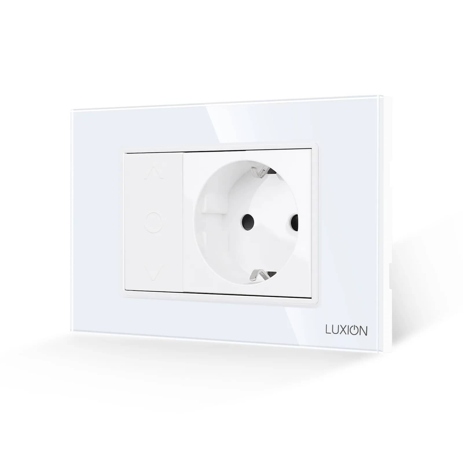 Luxion Mechanical Blinds Switch + Socket with Glass Frame, Italian Standard, 3M