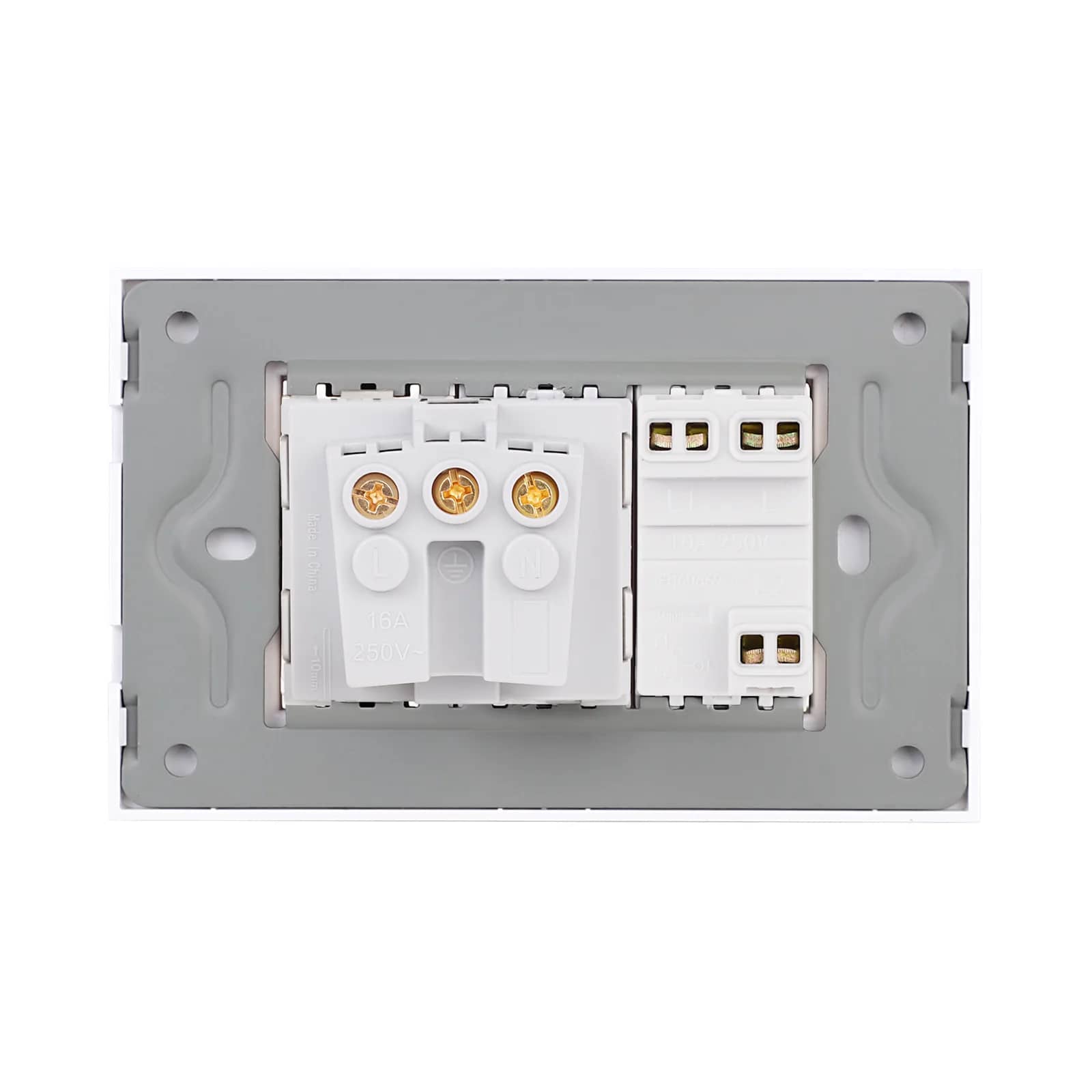 Luxion Mechanical Blinds Switch + Socket with Glass Frame, Italian Standard, 3M – White — image 4