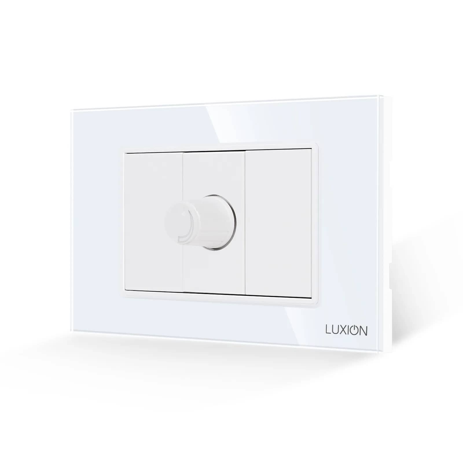 Luxion Mechanical Dimmer Switch 1M with 2 Blank Modules and Glass Frame, Italian Standard, 3M