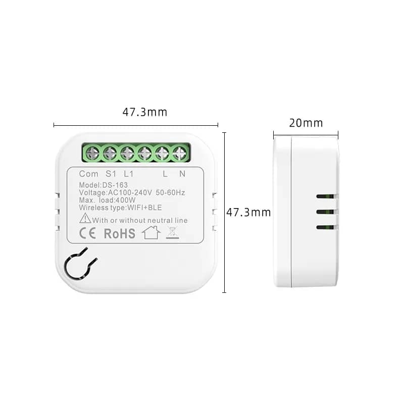 Luxion Mini-Smart Wi-Fi Relay – 1 Input, 1 Output, App Control (TDQ-DS1G-WF) — image 6