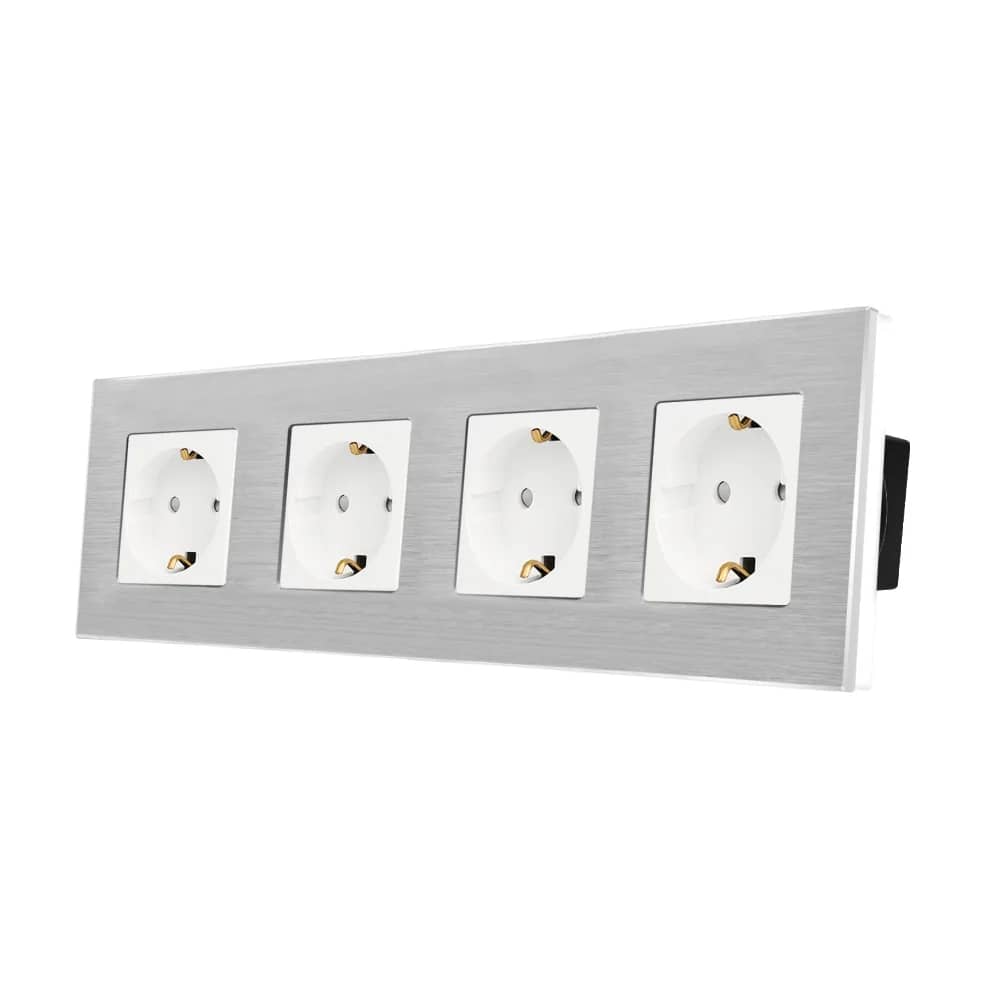 Luxion Quadruple Wall Socket with Aluminium Frame