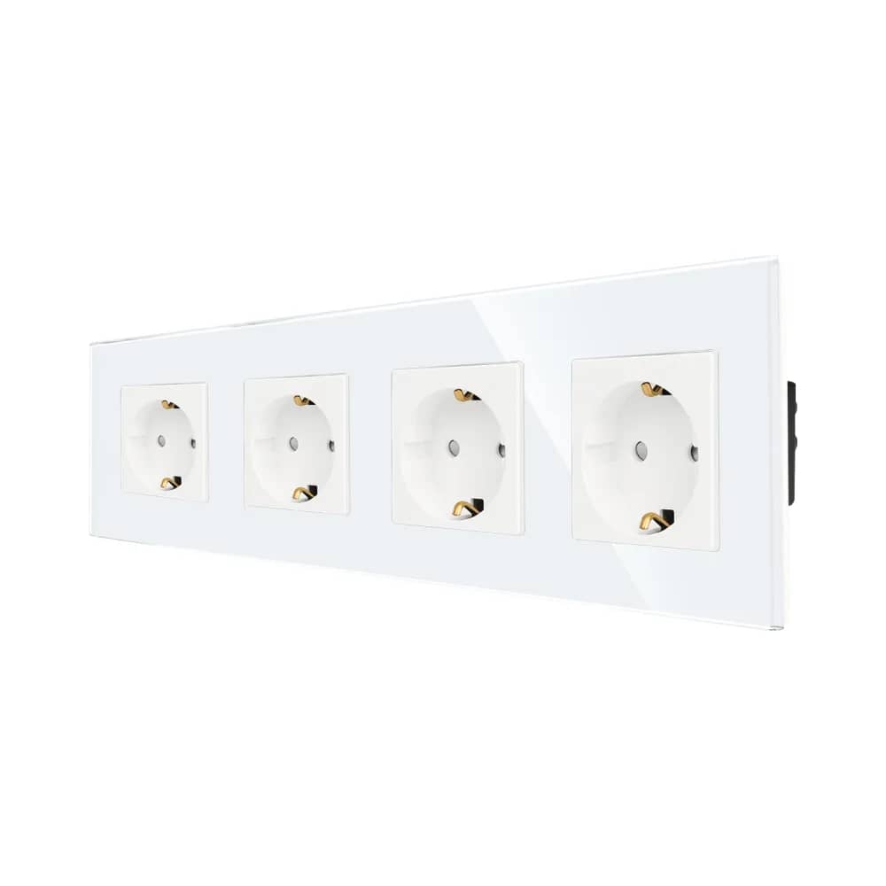 Luxion Quadruple Wall Socket with Glass Frame