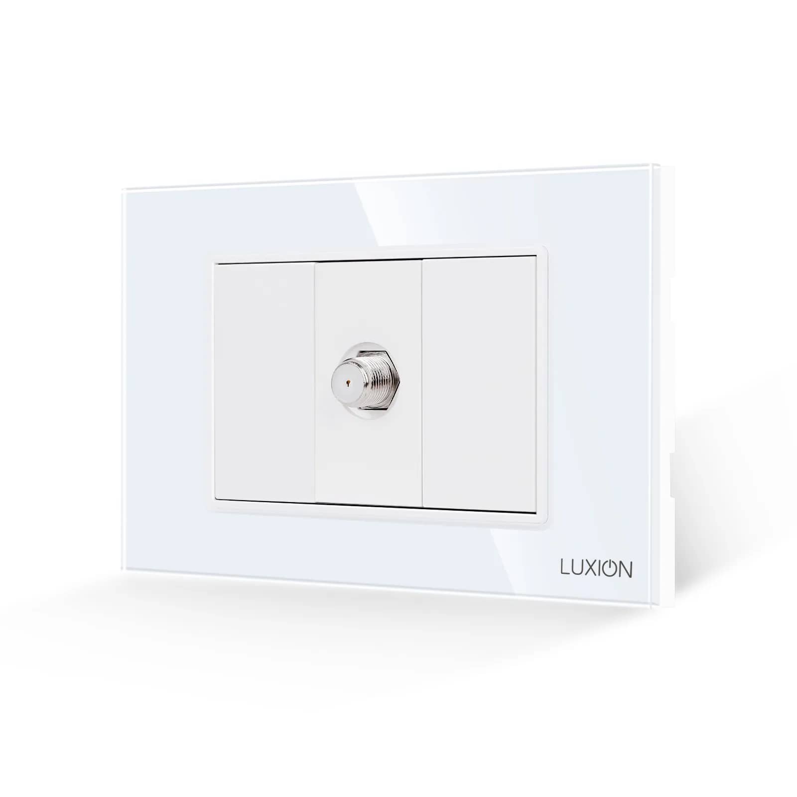 Luxion Satellite TV Socket 1M + 2 Blank Modules with Glass Frame – Italian Standard, 3M
