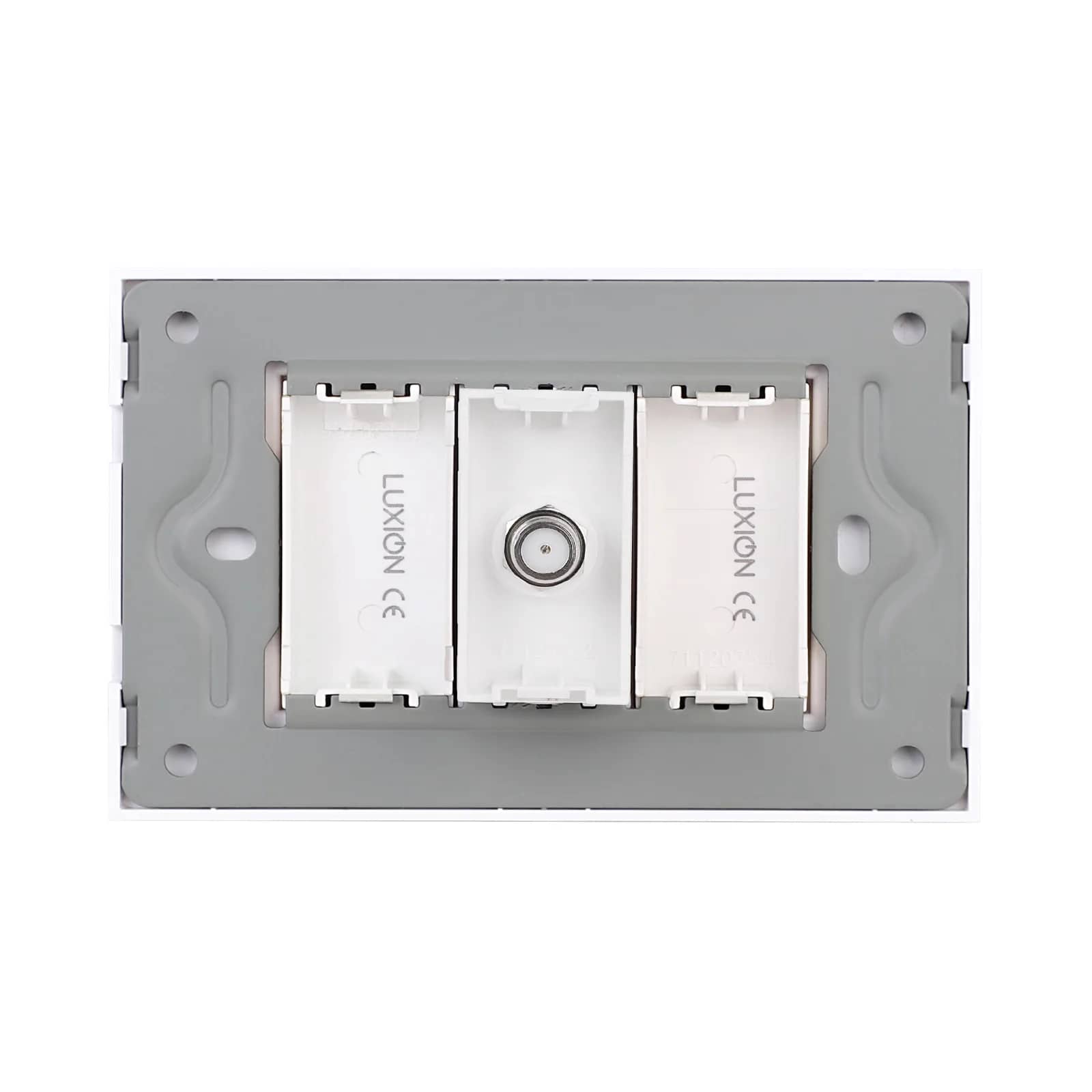 Luxion Satellite TV Socket 1M + 2 Blank Modules with Glass Frame – Italian Standard, 3M – White — image 4