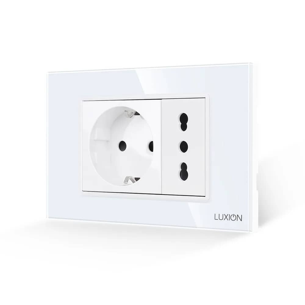 Luxion Schuko + Italian Universal Socket with Glass Frame – Italian Standard, 3M