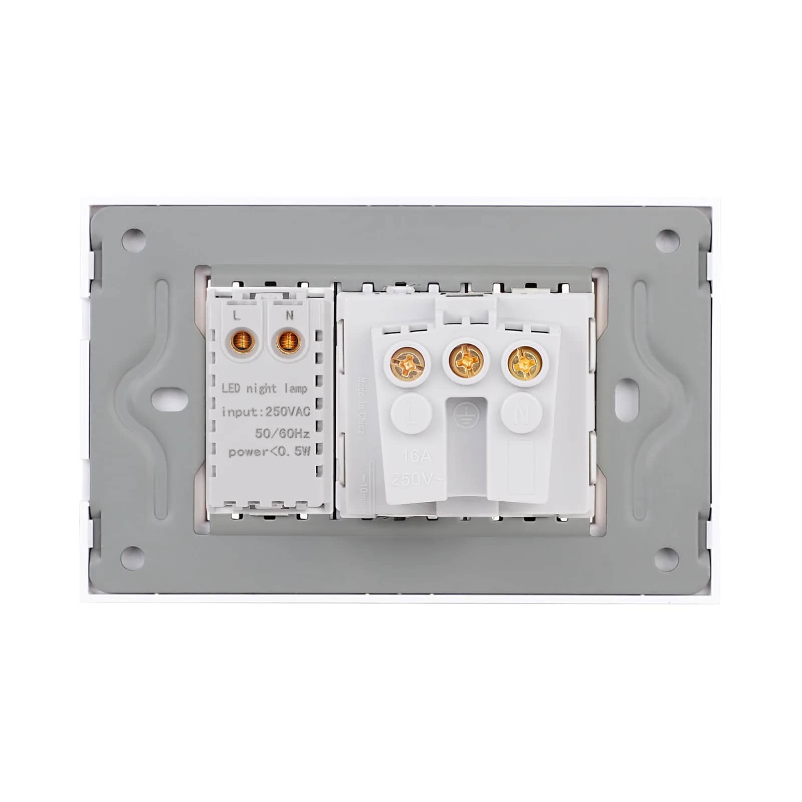 Luxion Schuko Socket + Night Light with Glass Frame – Italian Standard, 3M – White — image 4