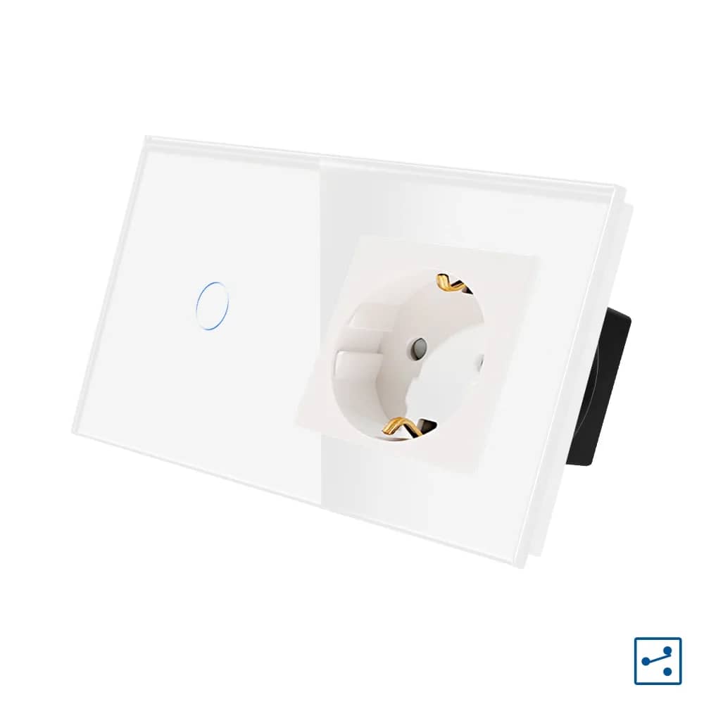 Luxion Glass Frame 1 Gang 2-Way / Intermediate Light Switch + Socket, Series A