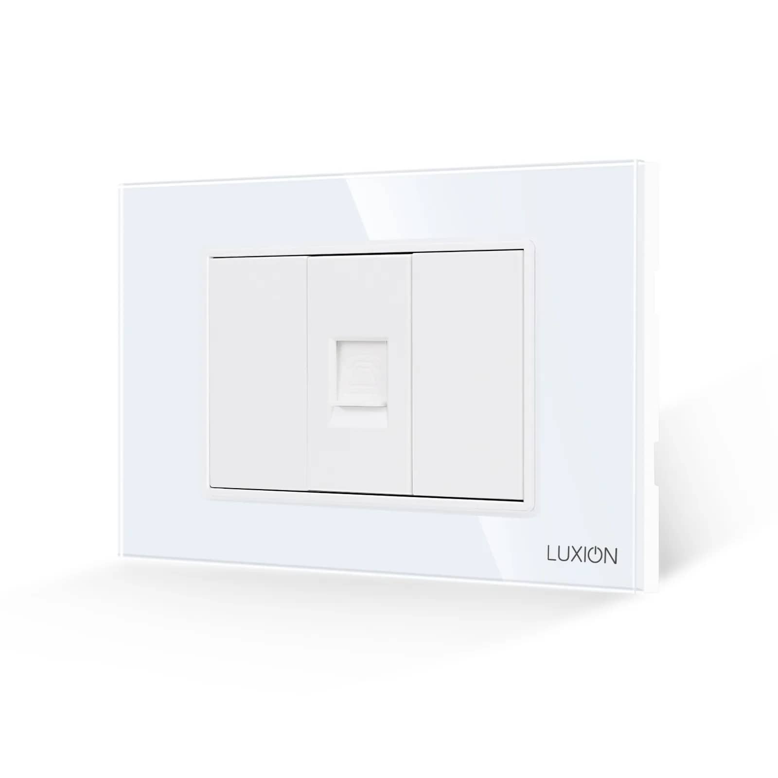 Luxion Telephone Socket 1M + 2 Blank Modules with Glass Frame – Italian Standard, 3M