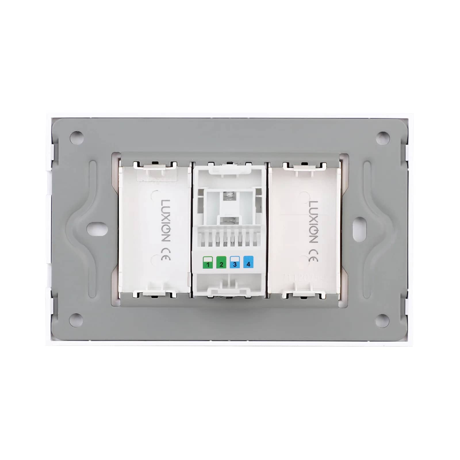 Luxion Telephone Socket 1M + 2 Blank Modules with Glass Frame – Italian Standard, 3M – White — image 4