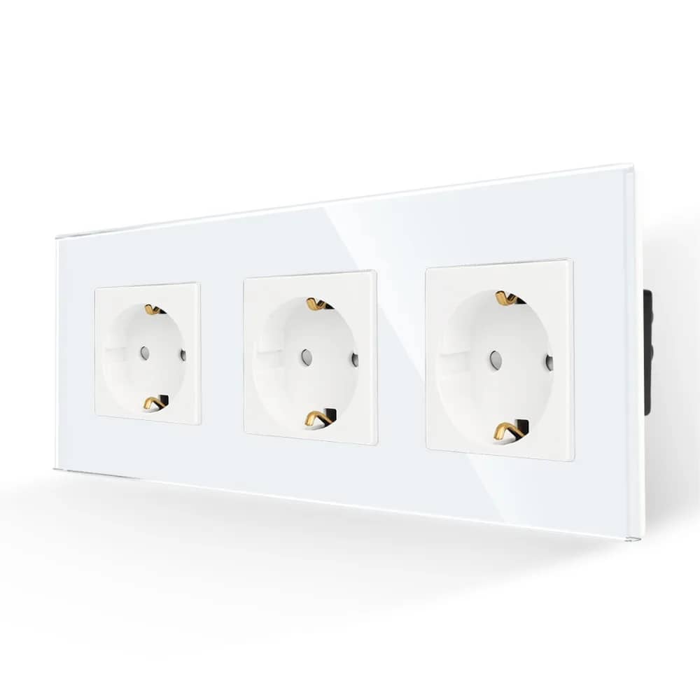 Luxion Triple Wall Socket with Glass Frame