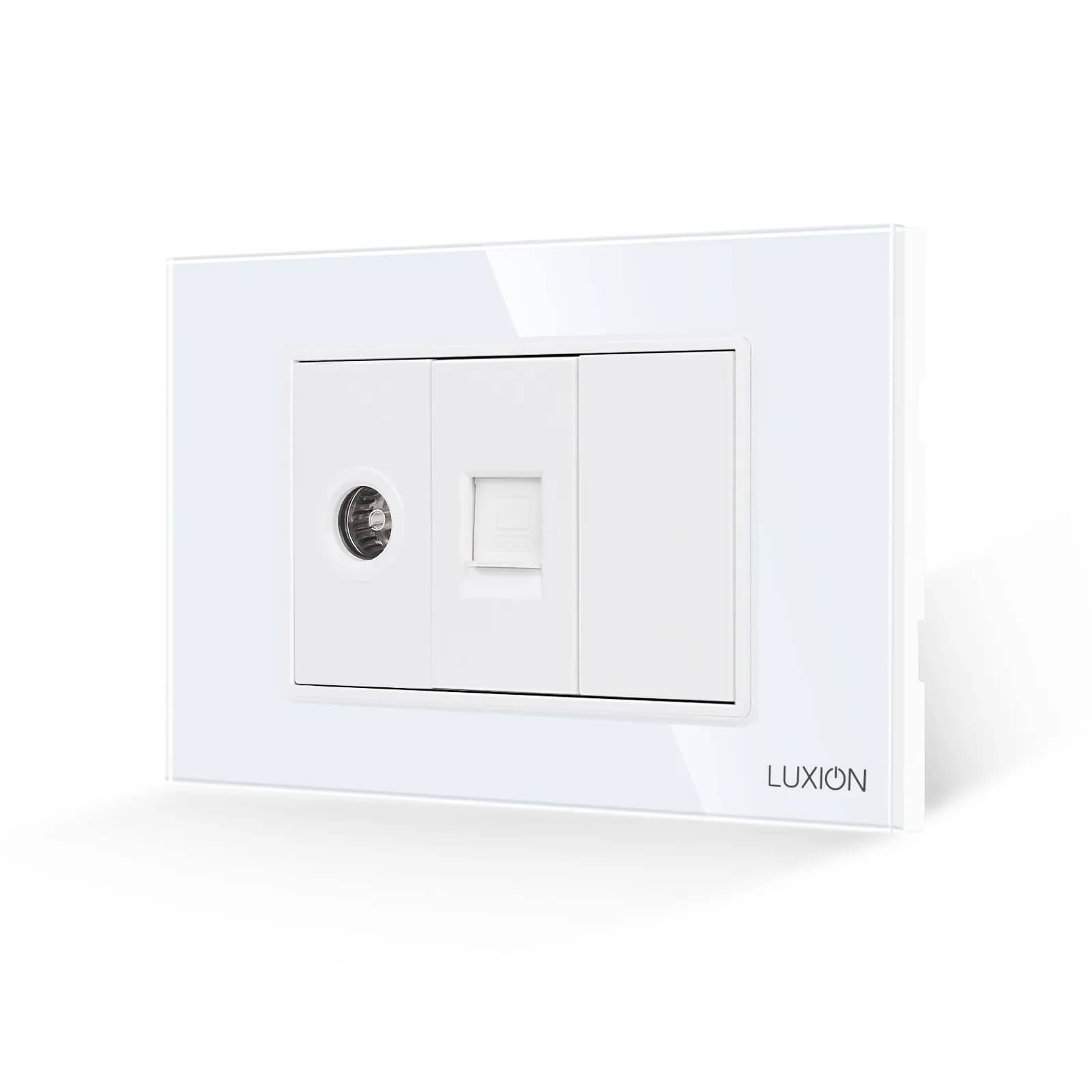 Luxion TV + Internet Socket with Glass Frame – Italian Standard, 3M