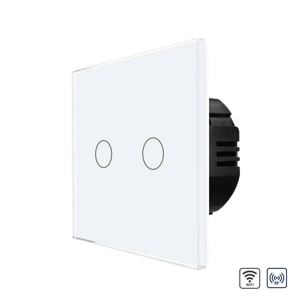 Luxion Wi-Fi + RF433 Glass Touch Light Switch – 2 Gang