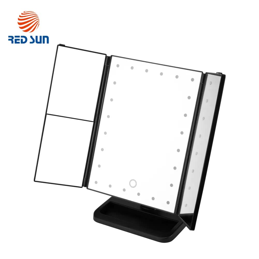 RedSun Rotating Cosmetic Mirror with Dimmable LED Lights for Make-up – RS-L3011 Black
