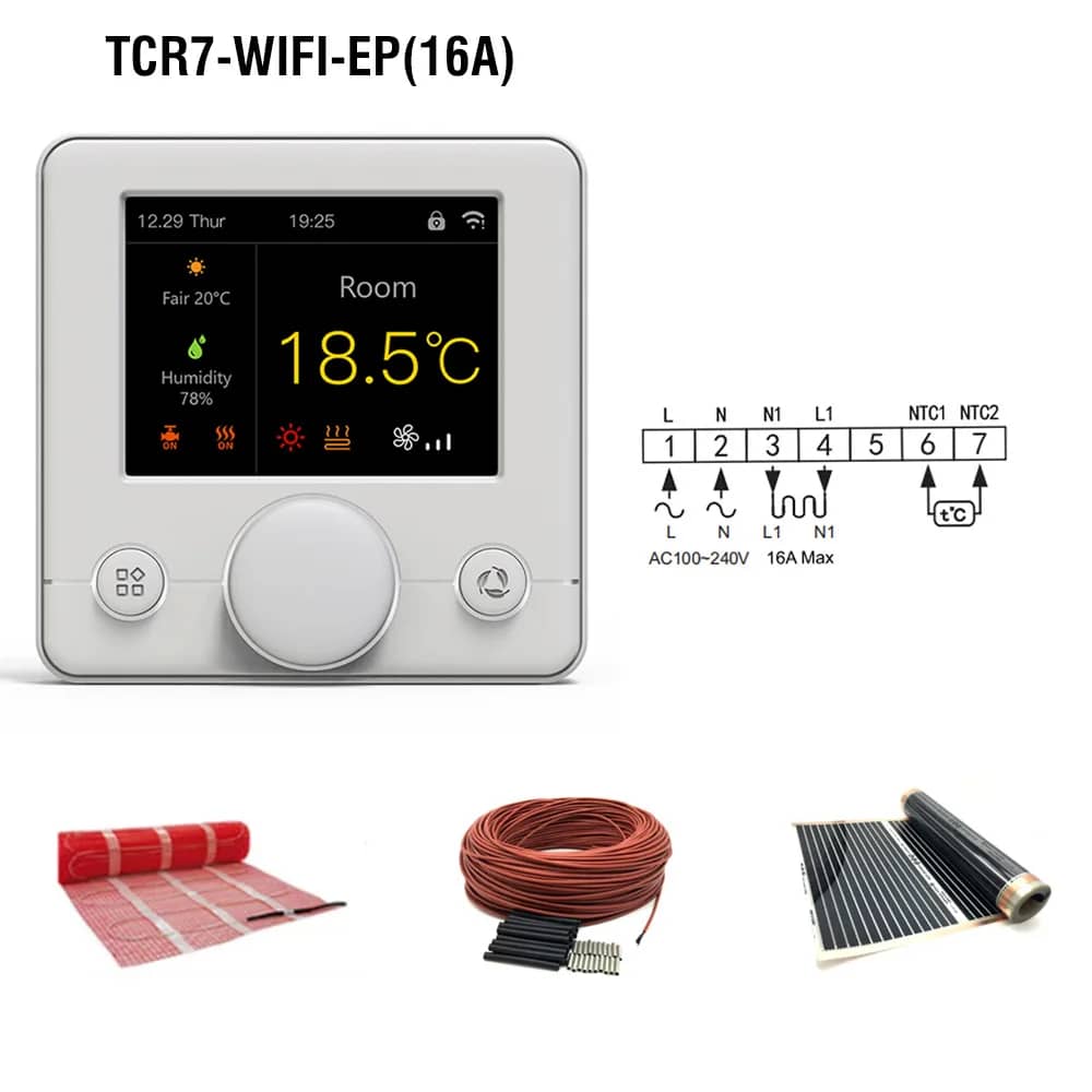 BeOk Wi-Fi Thermostat for Electric Underfloor Heating TCR7-WIFI-EP(16A) – Save Energy, the Smarter Way