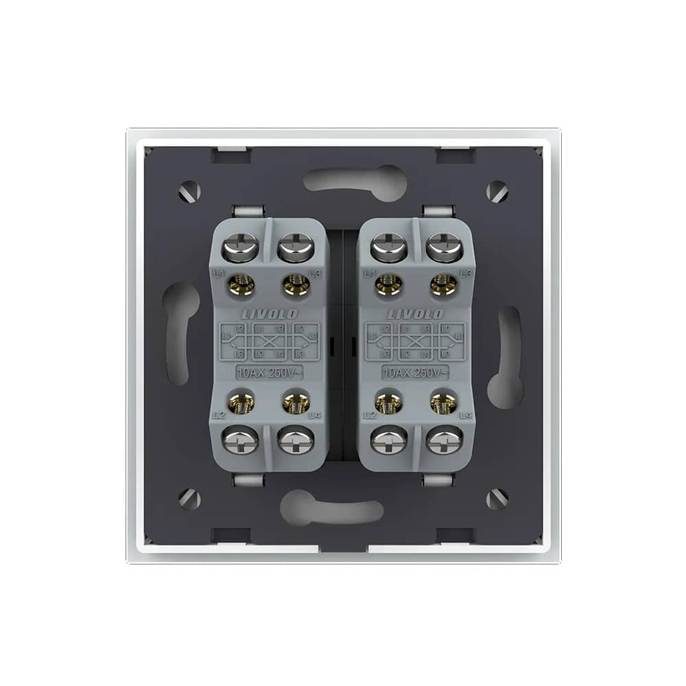 Livolo Mechanical Intermediate (Cross) Light Switch – 2 Gang with Glass Frame – New Series – White — image 4