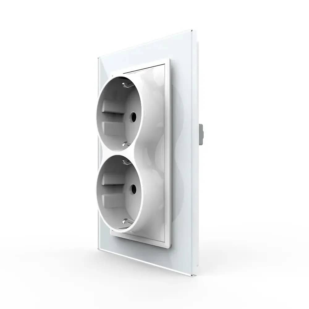 Livolo Double Socket with Glass Frame for Single Wall Box
