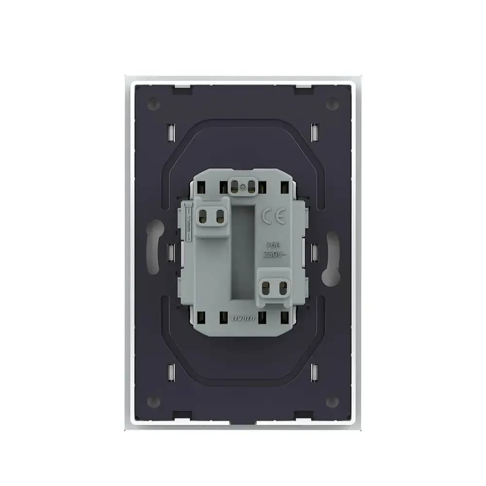 Livolo Double Socket with Glass Frame for Single Wall Box – Does Not Discolour