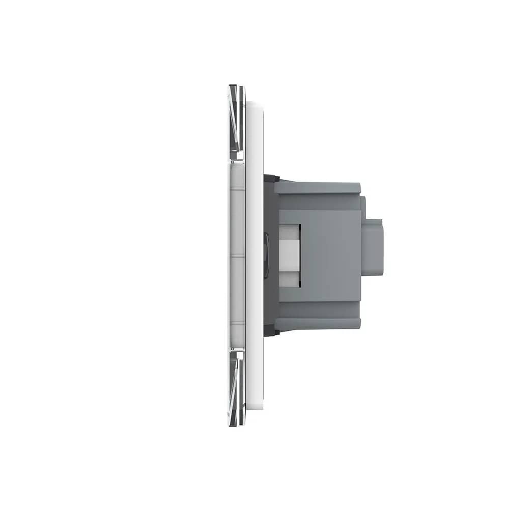 Livolo Double Wall Socket with Glass Frame 4M – Italian Standard, New Series – White — image 3