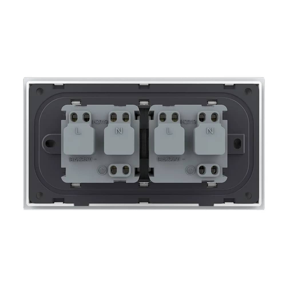 Livolo Double Wall Socket with Glass Frame 4M – Italian Standard, New Series – White — image 4