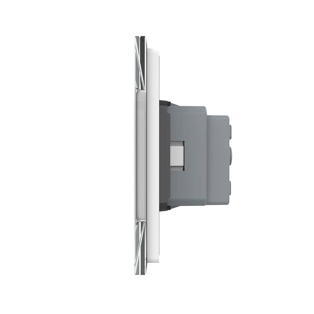 Livolo Glass Light Switch & Socket Panel – 2 Gang + 2 Gang + Socket, Italian Standard, 6M – White — image 3