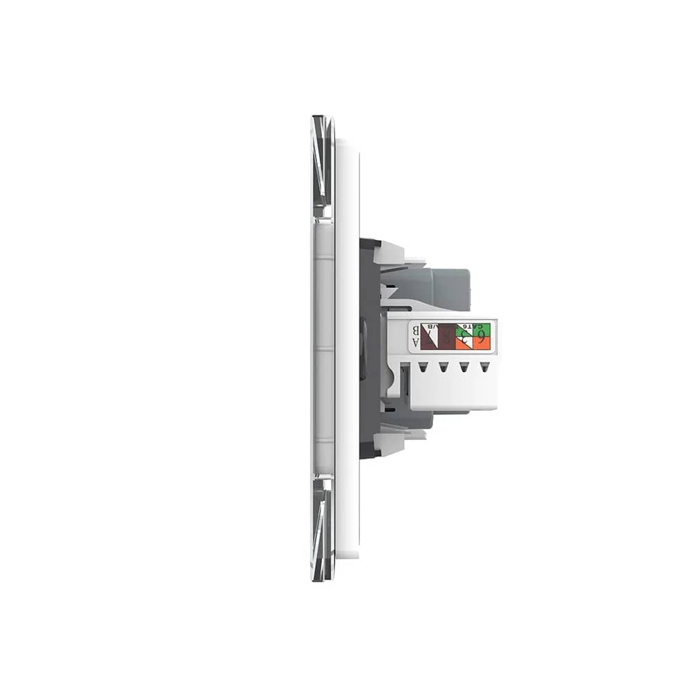 Livolo Glass Frame Double Wall Socket – 1 Schuko Socket + TV/Internet, Italian Standard – New Series – White — image 3