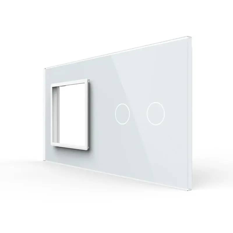 Livolo Glass Panel – 1 Socket + 2 Gang Touch Light Switch
