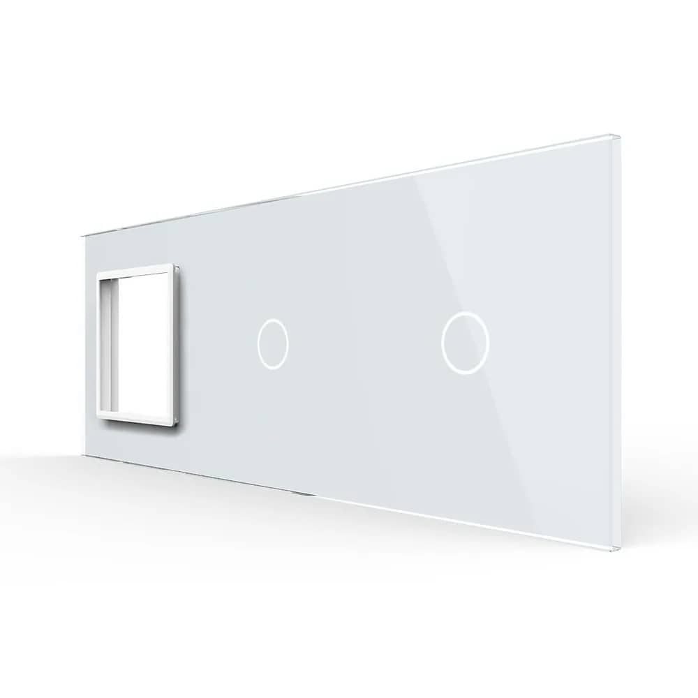 Livolo Glass Panel – 1 Socket + 2 x 1 Gang Touch Light Switches