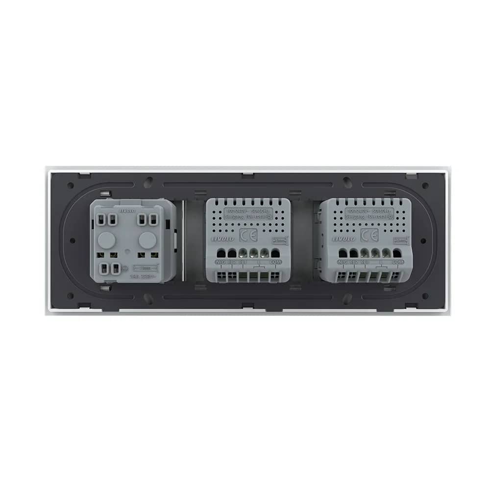 Livolo Glass Touch Light Switch Panel – 1 Gang + 1 Gang + Socket, Italian Standard, 6M – White — image 4
