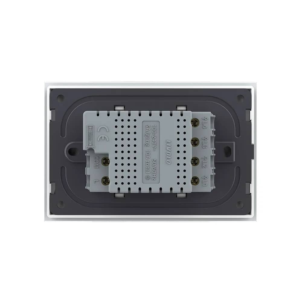 Livolo Glass Touch 2-Way / Intermediate Light Switch – 4 Gang, Italian Standard – New Series – White — image 4